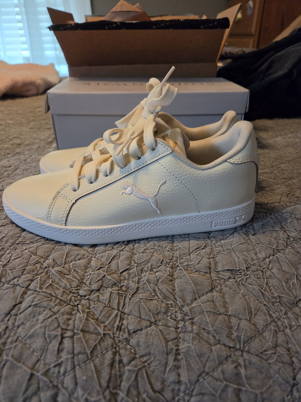 Puma Cream Low-Top Leather Sneakers